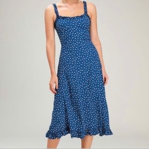 Faithfull the Brand Noemie Midi Dress in Blue Monette Floral